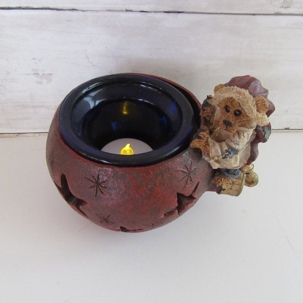 🌲 BOYDS BEARS Edmund the Elf Holiday Glow tealight holder 1996 6E/1470 Boxed🤶